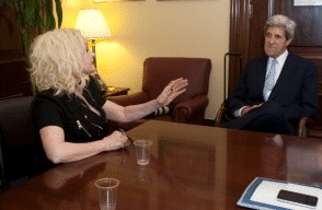 Cyndi Lauper with Senator John Kerry